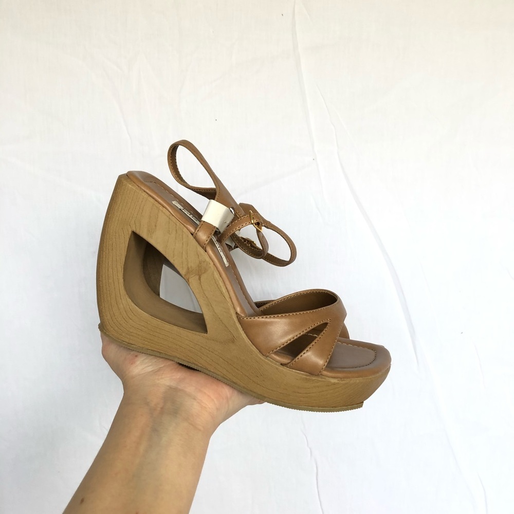 Y2K platform Wedge block heel cut out sandals